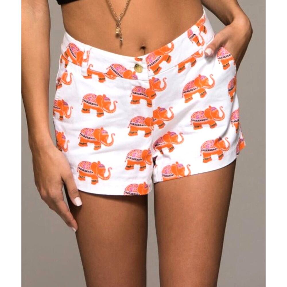 Macbeth White Orange Elephant Shorts Size XS